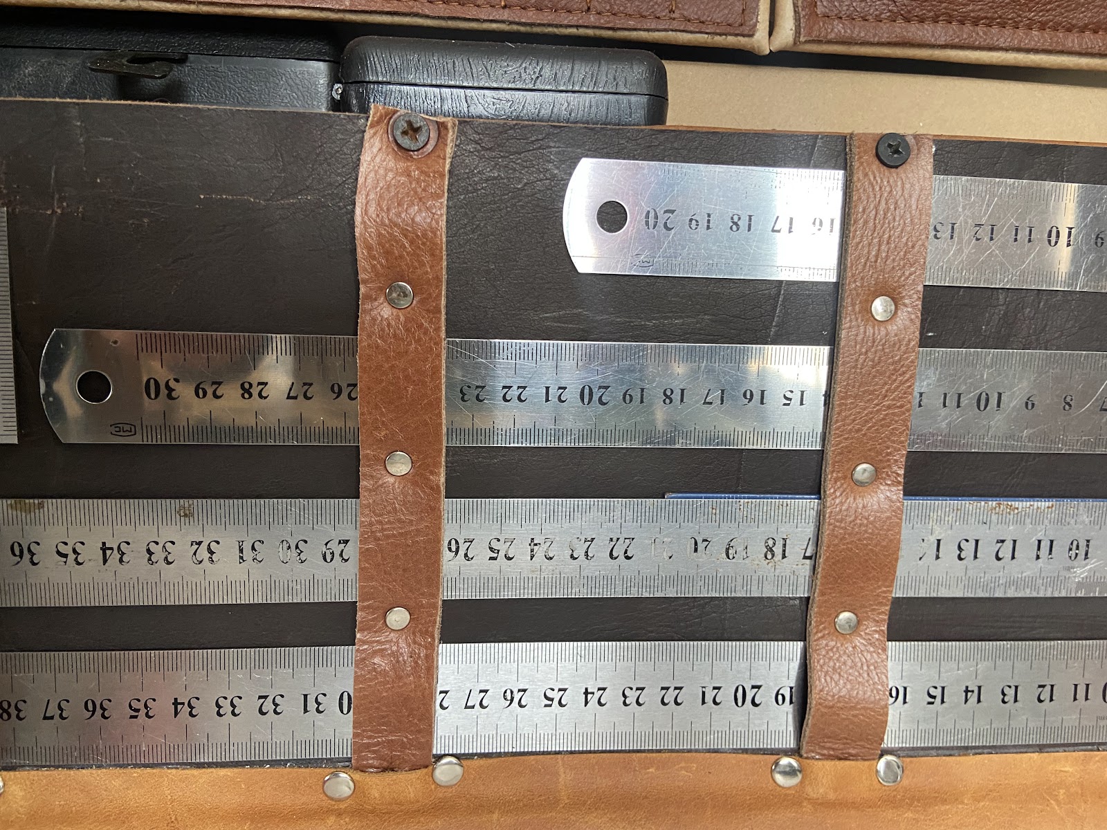 Riveted Leather Ruler Organiser Board — photo 1