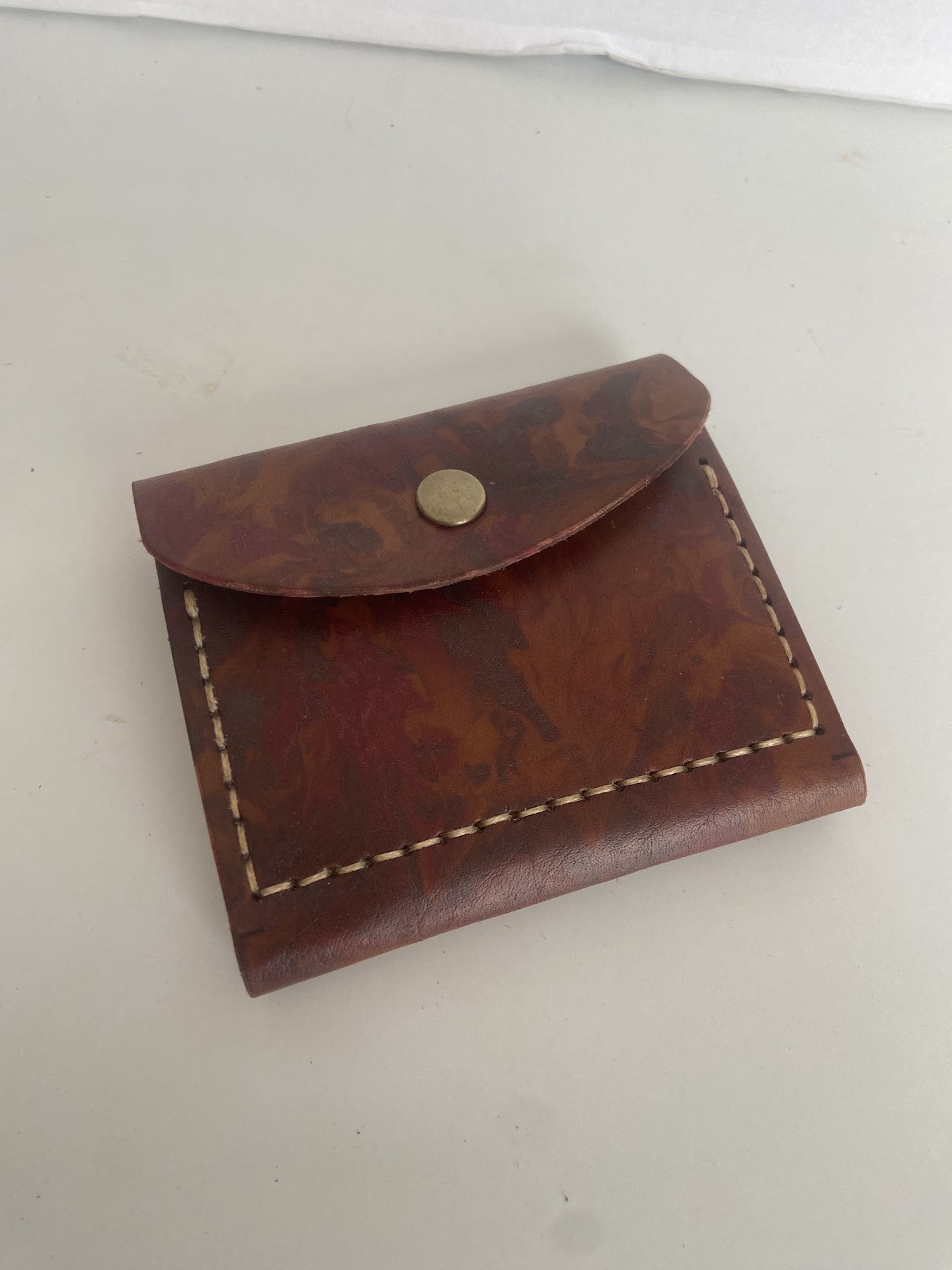 Floral Brown Leather Snap Coin & Card Pouch — photo 1