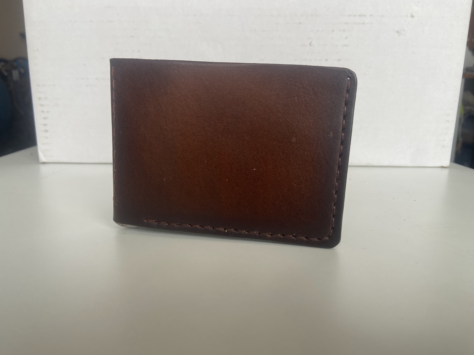 Classic Dark Brown Leather Bifold Card Wallet — photo 1