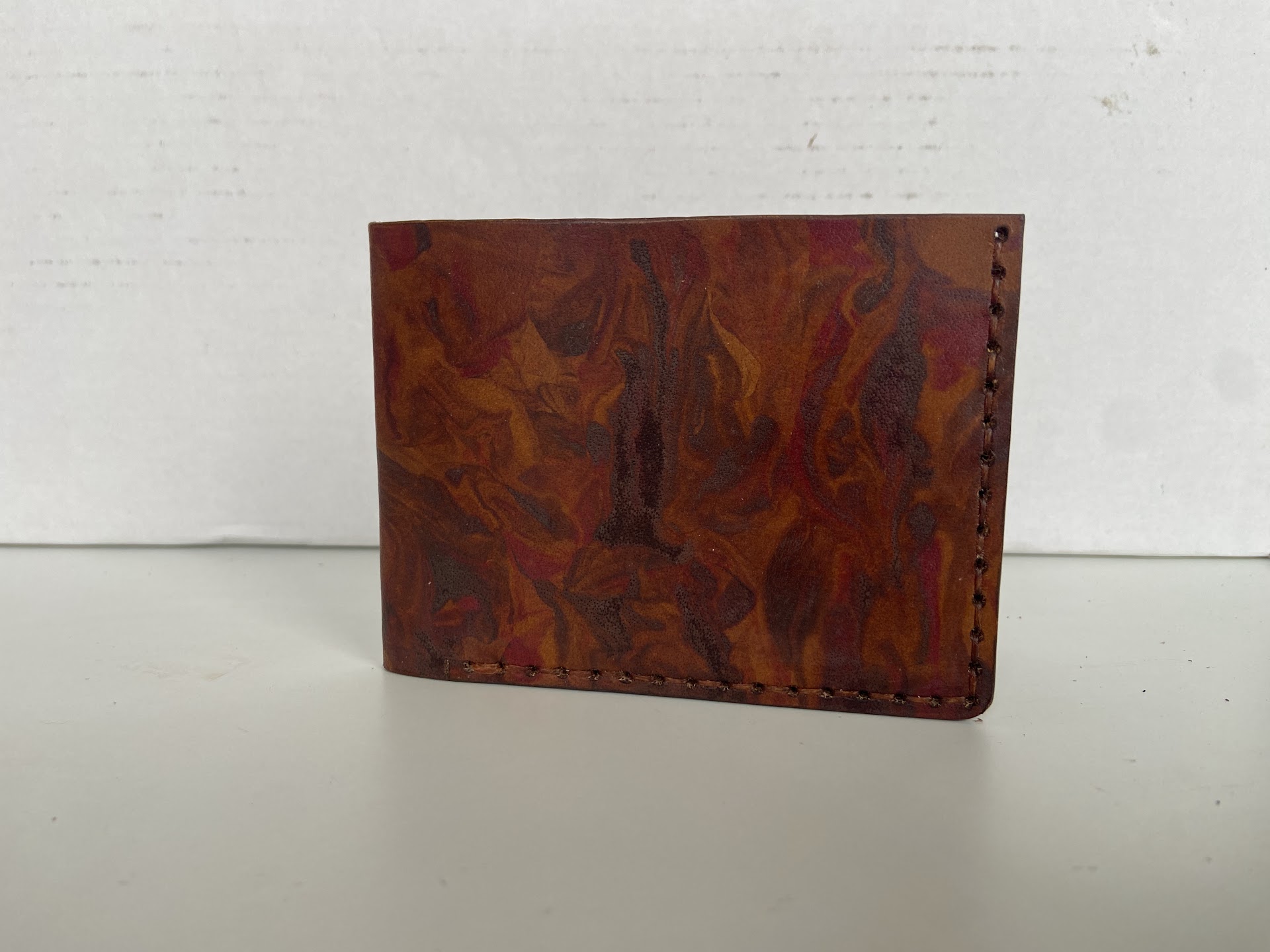 Reddish-Brown Marbled Leather Bifold Wallet — photo 1