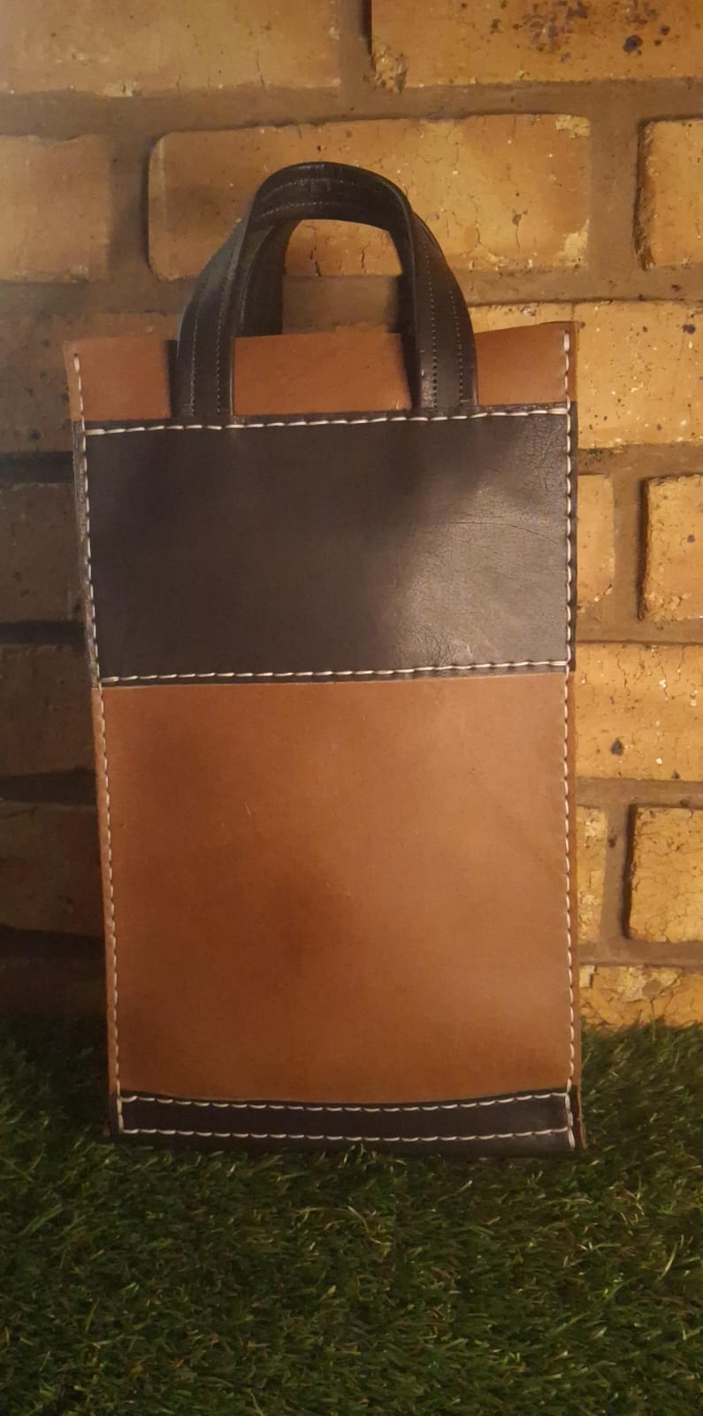 Leather Wine Bottle Tote